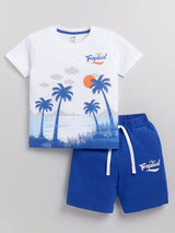 Boys Casual T-shirt Shorts  (BLUE)