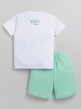 Boys Casual T-shirt Shorts  (SEA GREEN)