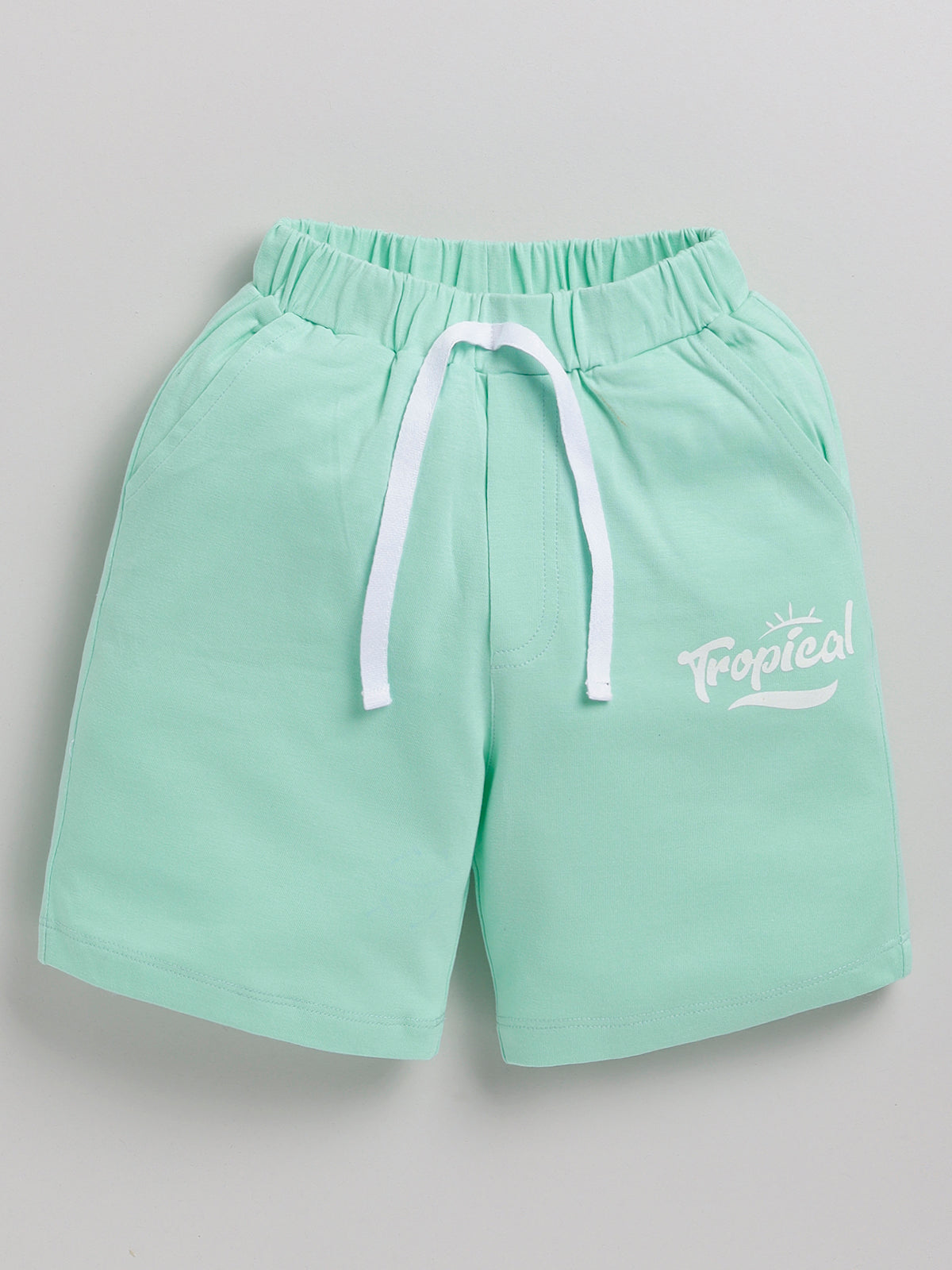 Boys Casual T-shirt Shorts  (SEA GREEN)