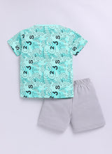 Baby Boys Casual T-shirt Shorts  (SEA GREEN)