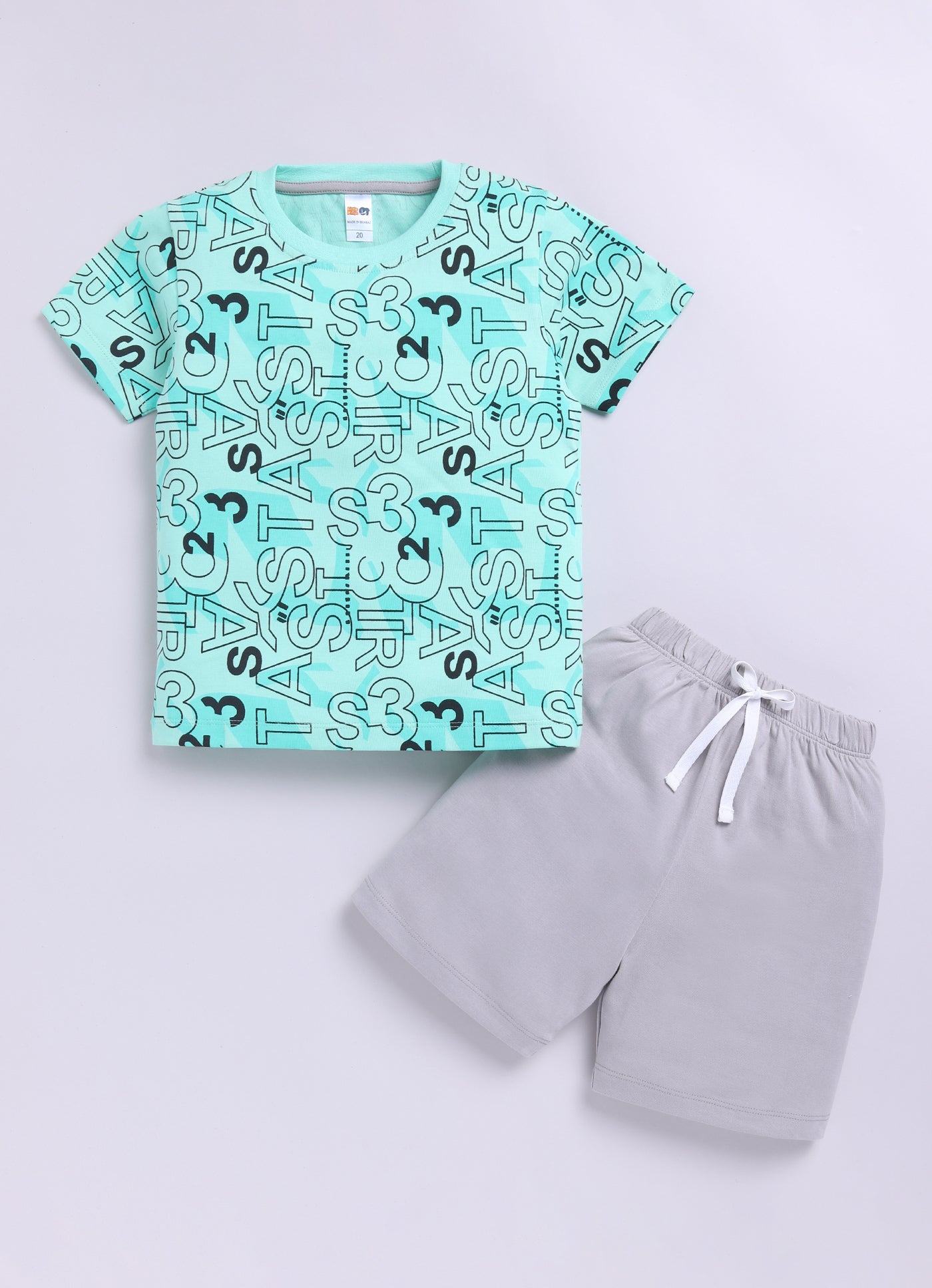 Baby Boys Casual T-shirt Shorts  (SEA GREEN)