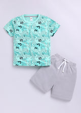 Baby Boys Casual T-shirt Shorts  (SEA GREEN)