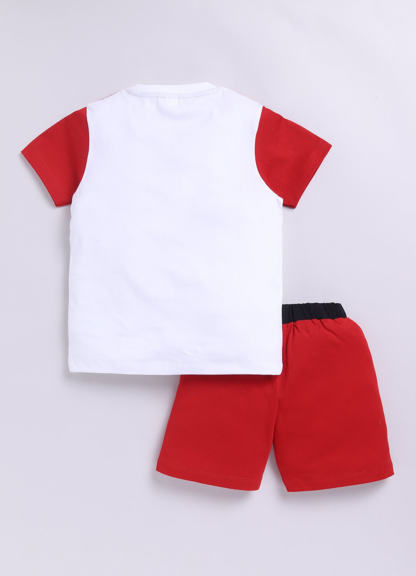 Baby Boys Casual T-shirt Shorts  (RED WHITE 2)