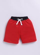 Baby Boys Casual T-shirt Shorts  (RED WHITE 2)