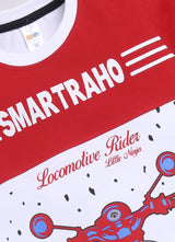 Baby Boys Casual T-shirt Shorts  (RED WHITE 2)