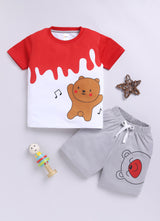 Baby Boys Casual T-shirt Shorts  (RED MELANGE)