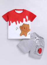 Baby Boys Casual T-shirt Shorts  (RED MELANGE)