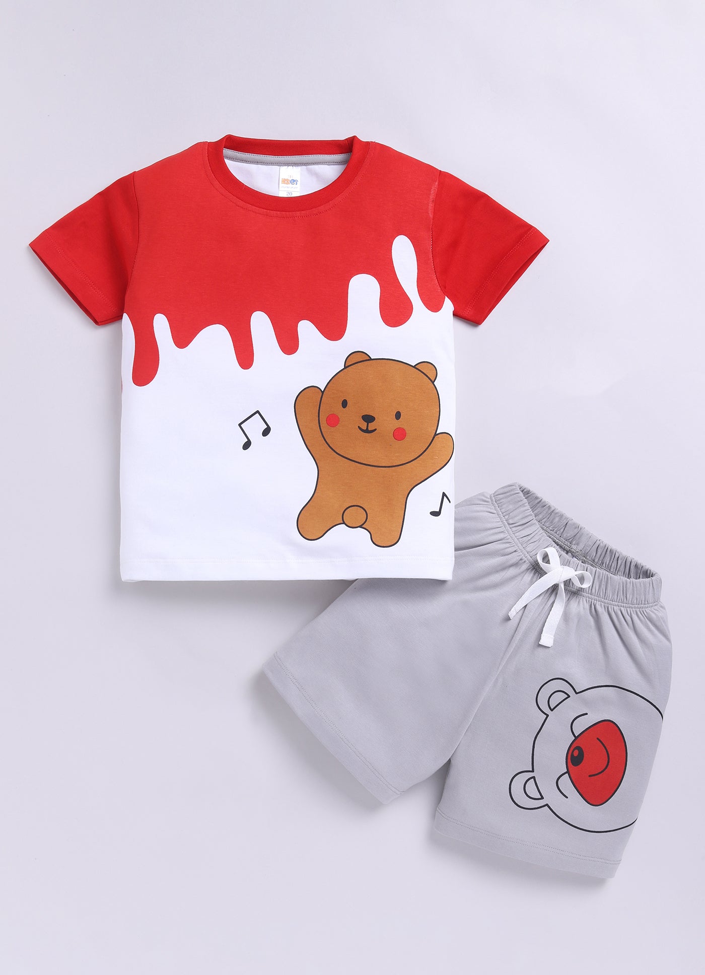 Baby Boys Casual T-shirt Shorts  (RED MELANGE)