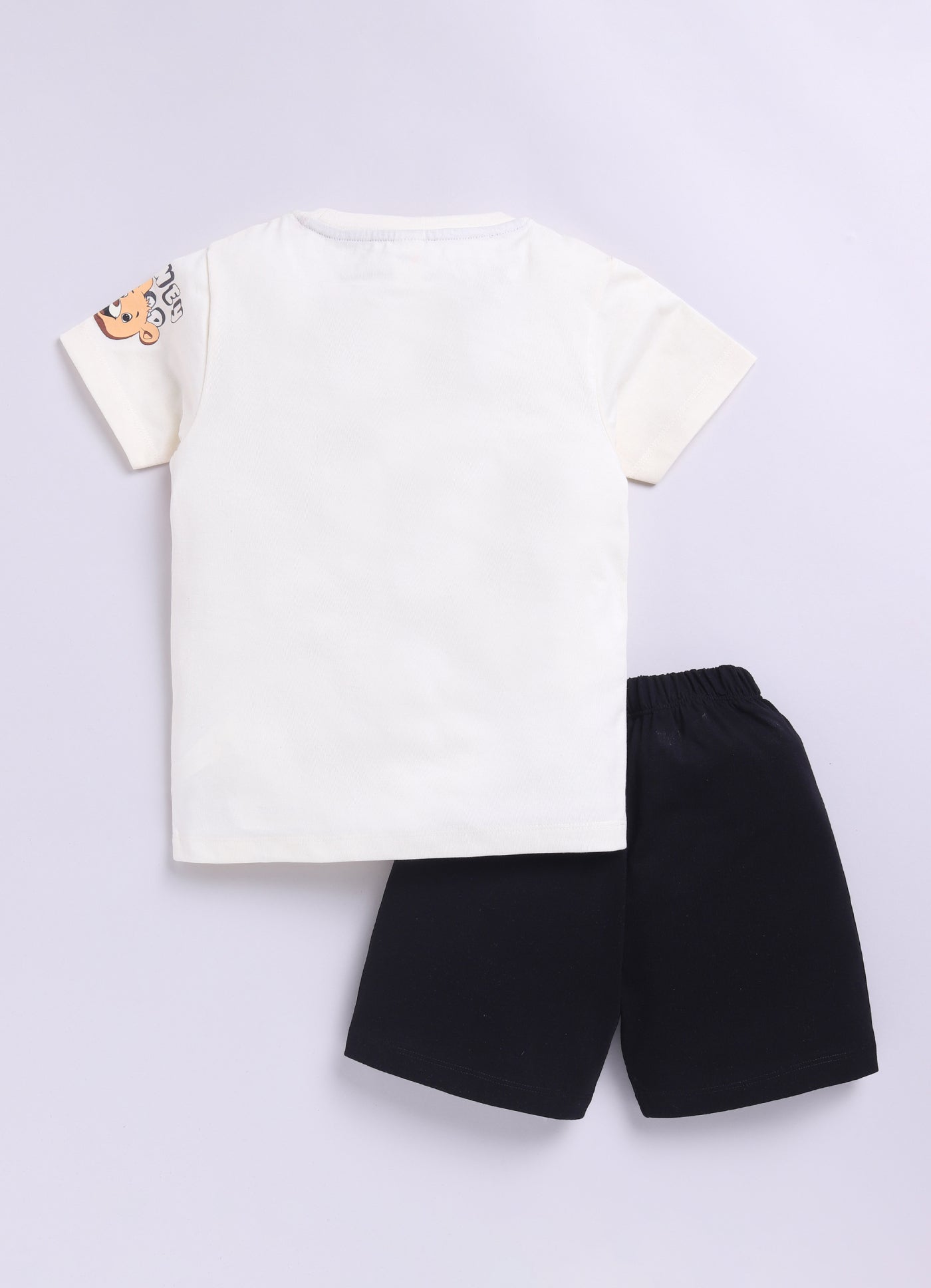 Baby Boys Casual T-shirt Shorts  (CREAM BLACK)