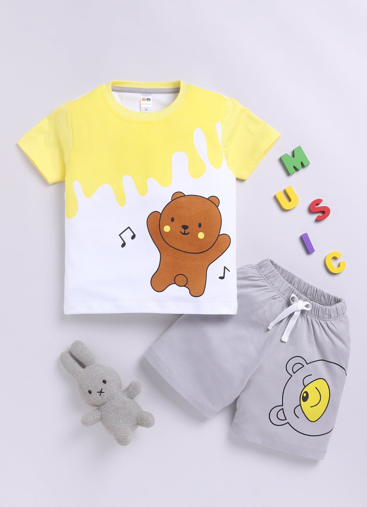 Baby Boys Casual T-shirt Shorts  (YELLOW MELANGE)