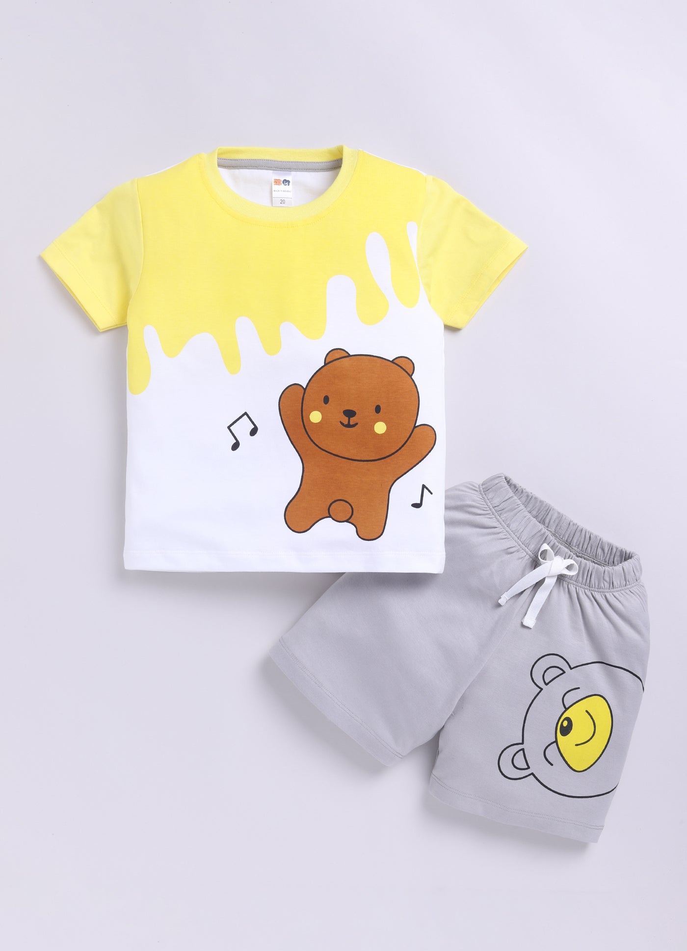 Baby Boys Casual T-shirt Shorts  (YELLOW MELANGE)