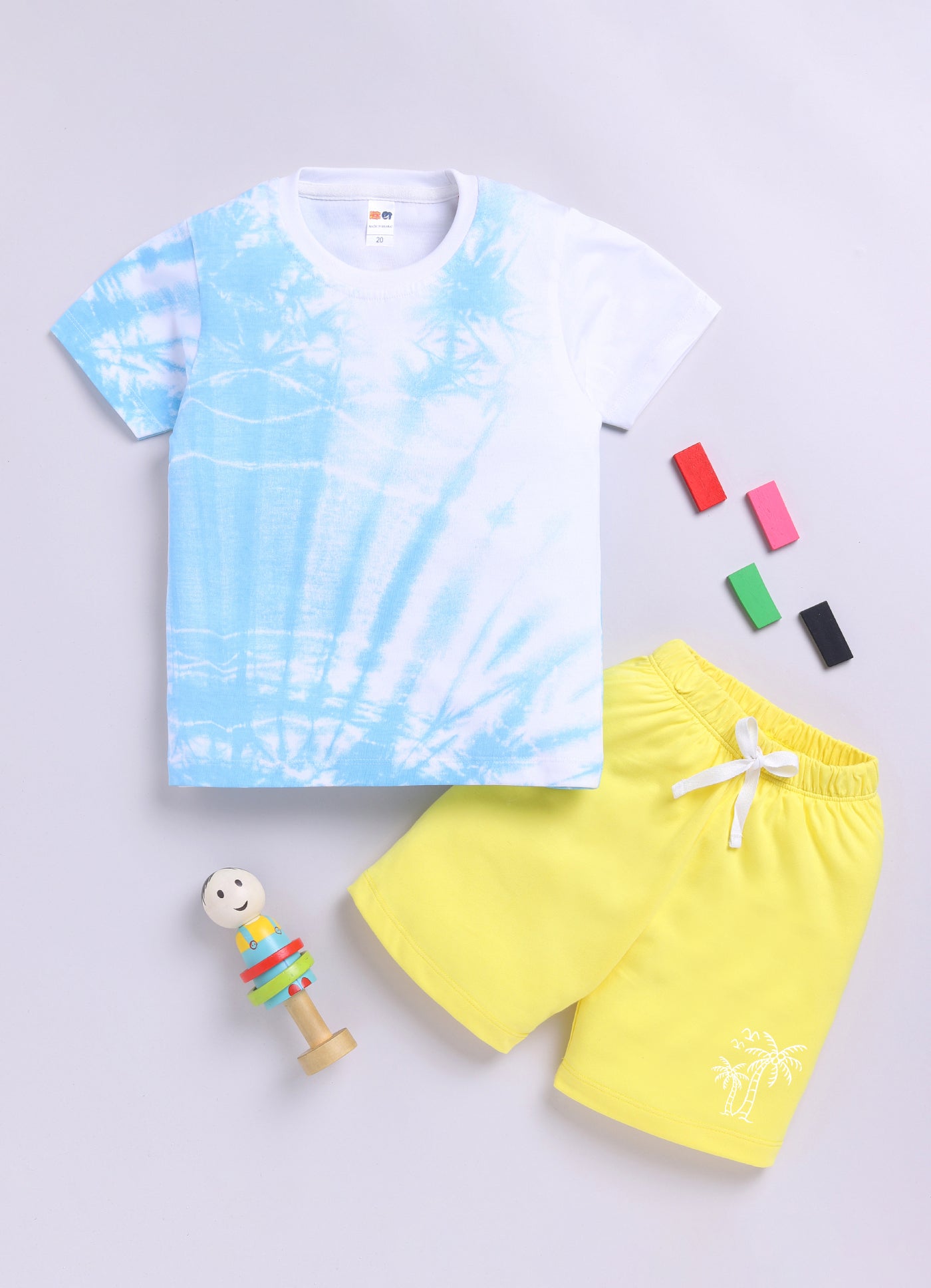Baby Boys Casual T-shirt Shorts  (SKY YELLOW)