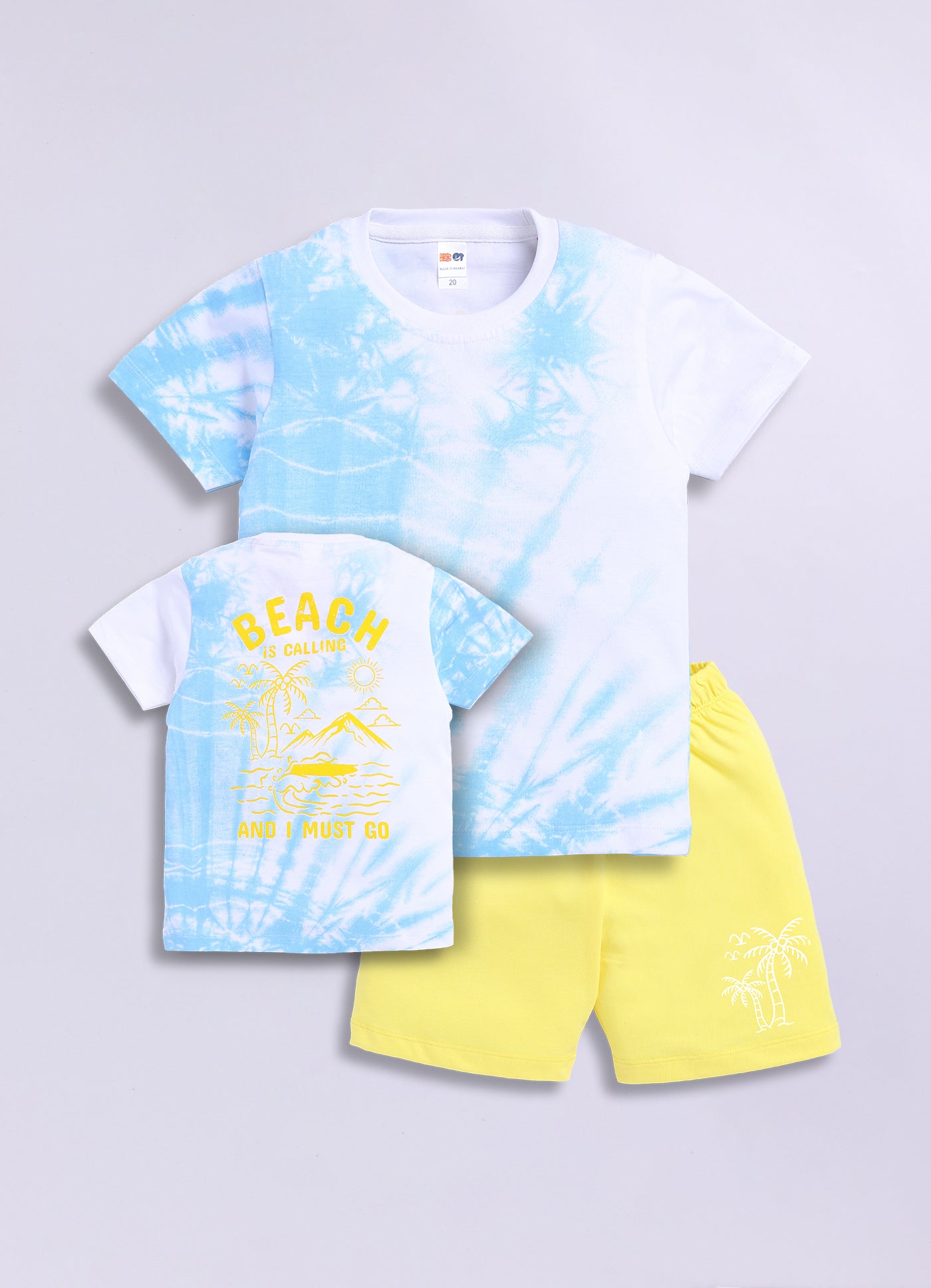 Baby Boys Casual T-shirt Shorts  (SKY YELLOW)