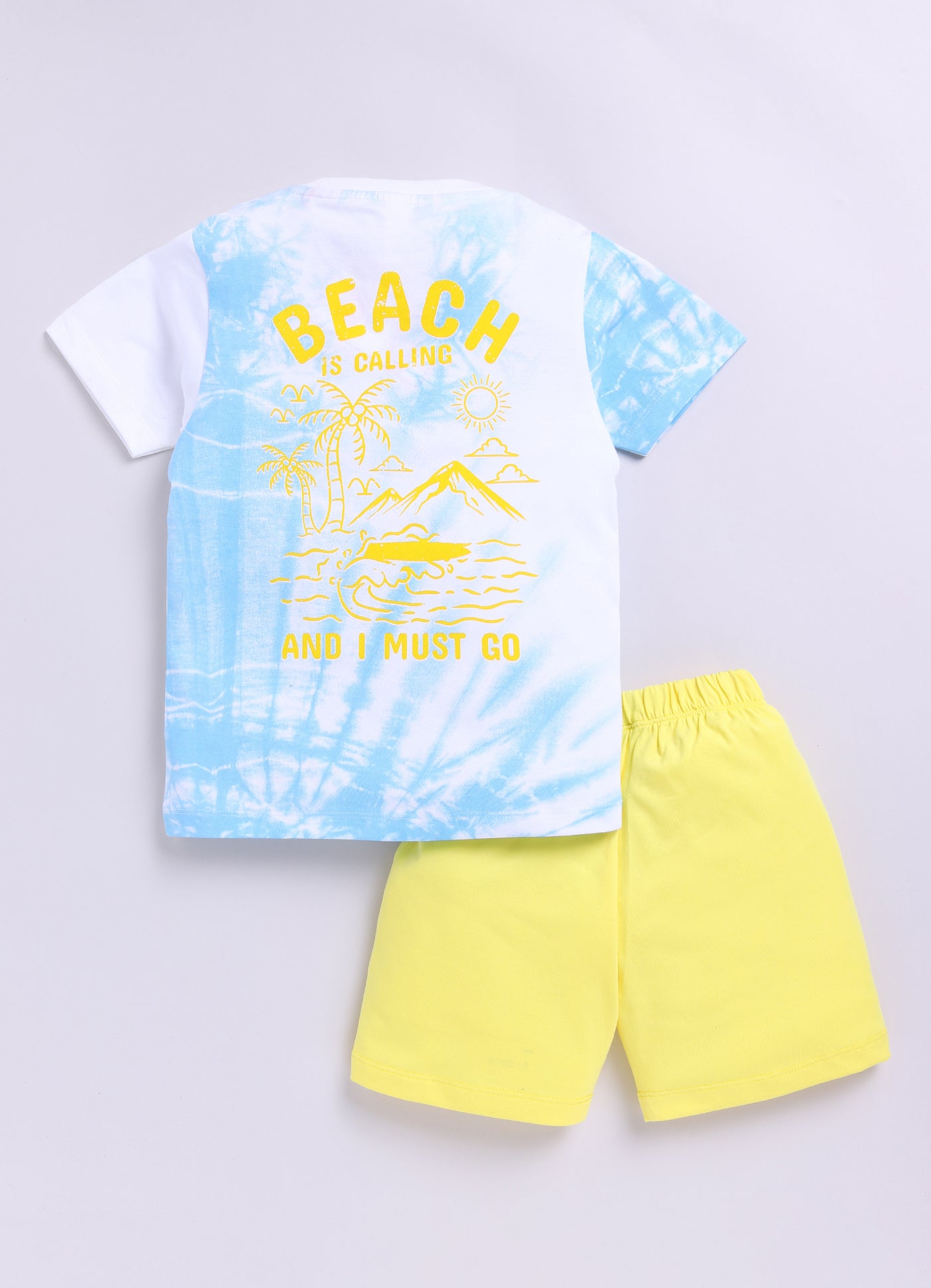Baby Boys Casual T-shirt Shorts  (SKY YELLOW)
