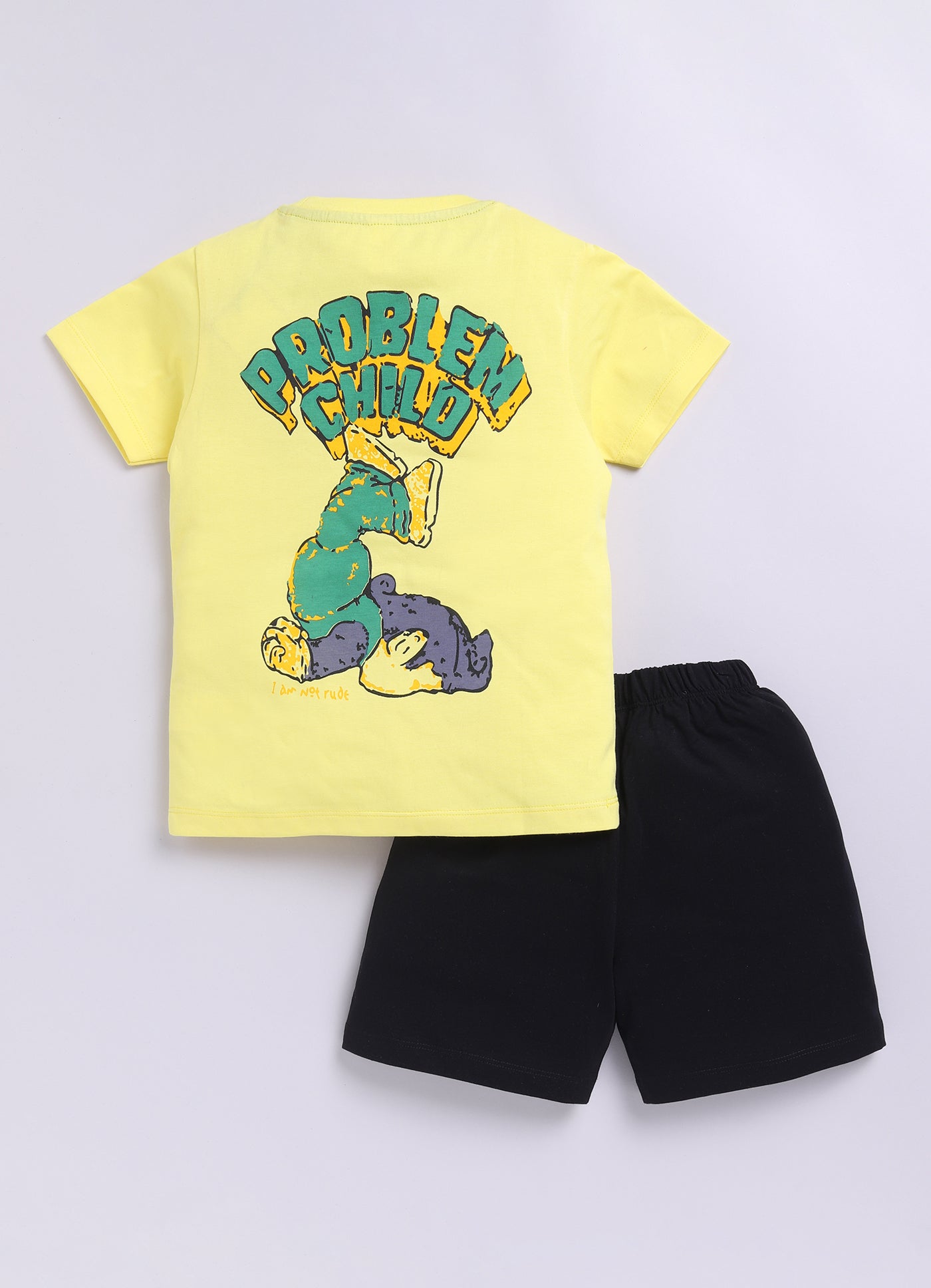 Baby Boys Casual T-shirt Shorts  (YELLOW BLACK)