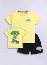 Baby Boys Casual T-shirt Shorts  (YELLOW BLACK)