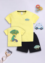 Baby Boys Casual T-shirt Shorts  (YELLOW BLACK)