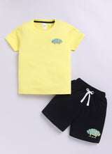 Baby Boys Casual T-shirt Shorts  (YELLOW BLACK)