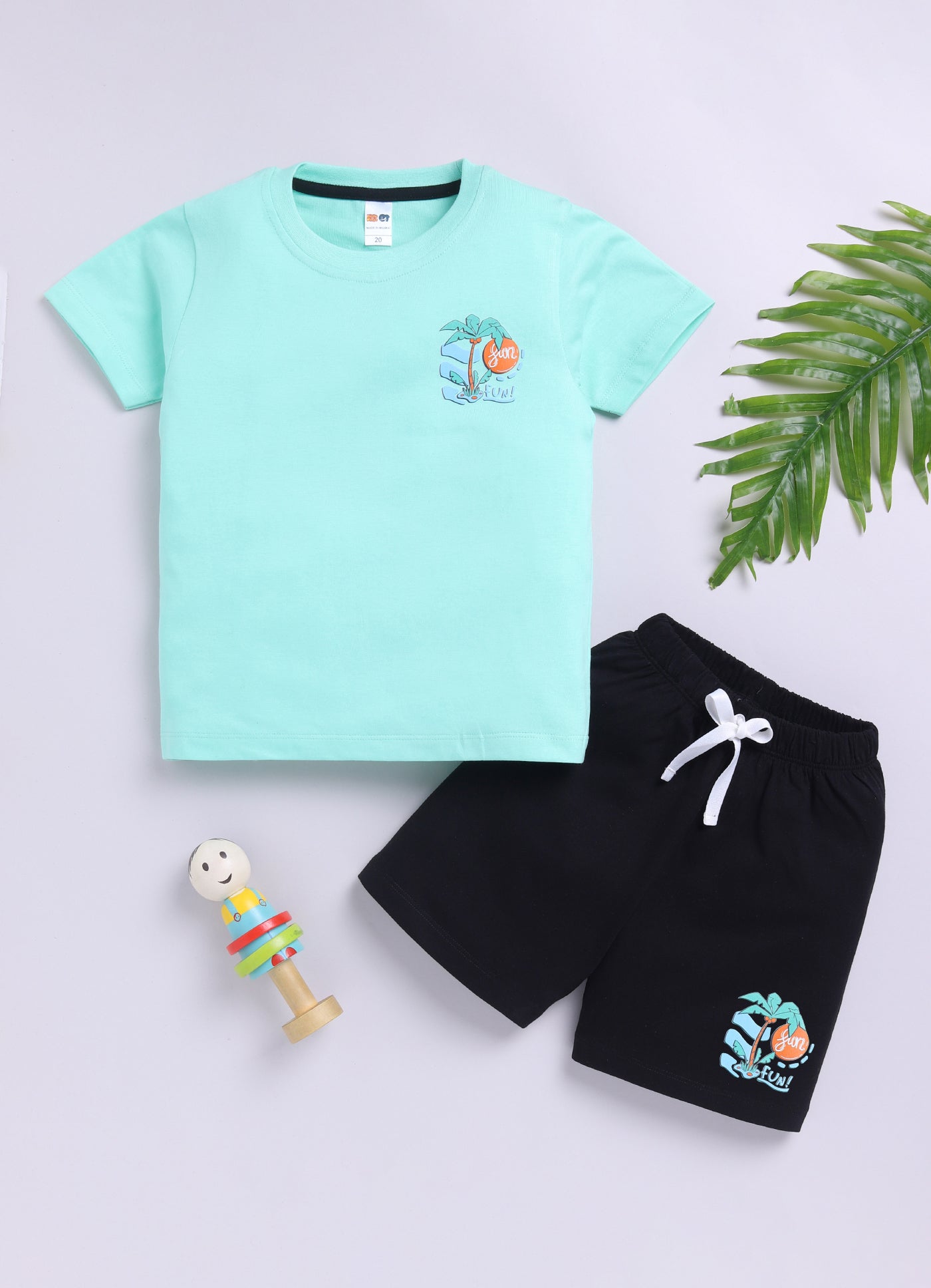 Baby Boys Casual T-shirt Shorts  (GREEN BLACK)