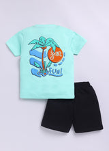 Baby Boys Casual T-shirt Shorts  (GREEN BLACK)