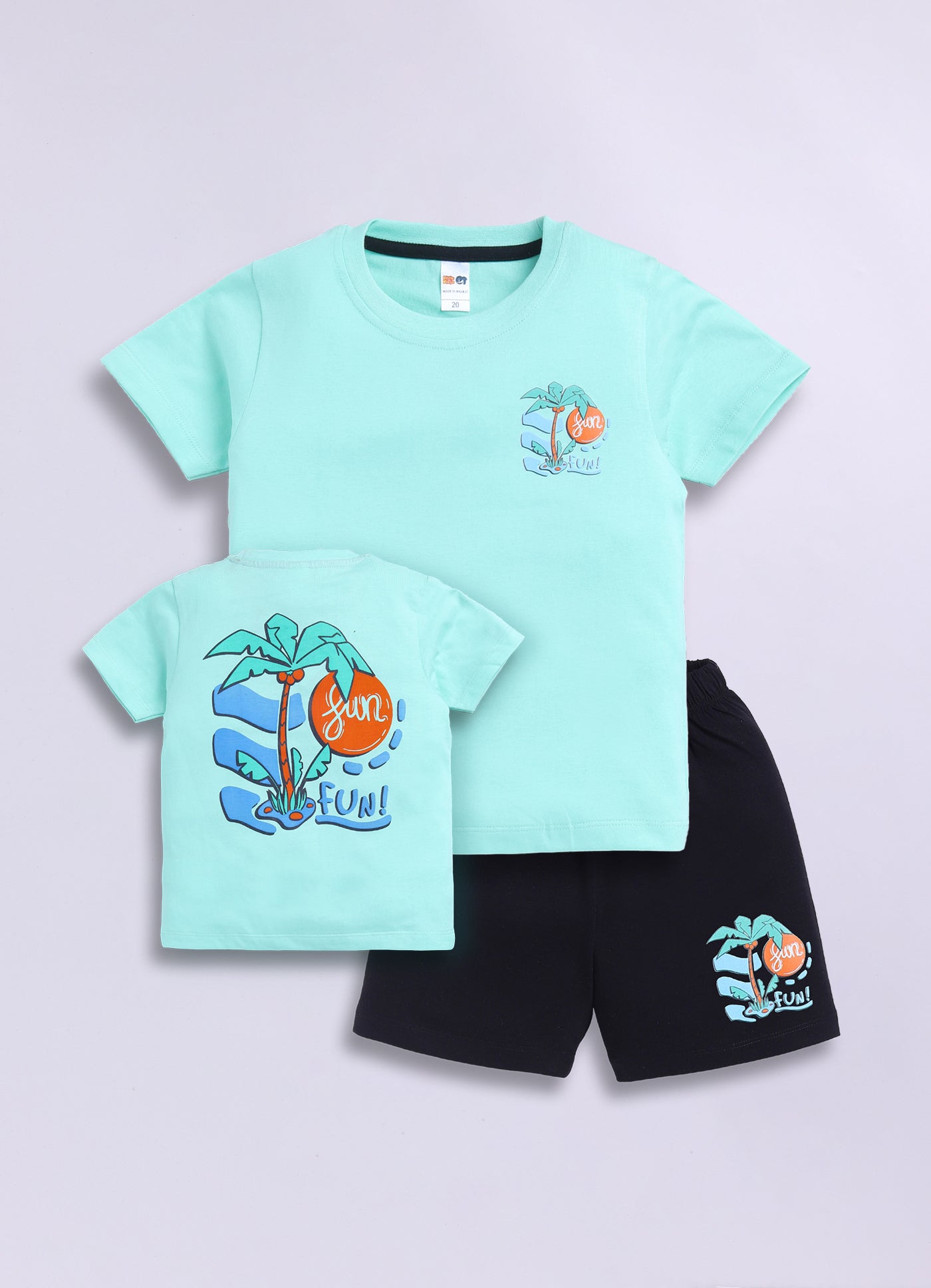 Baby Boys Casual T-shirt Shorts  (GREEN BLACK)