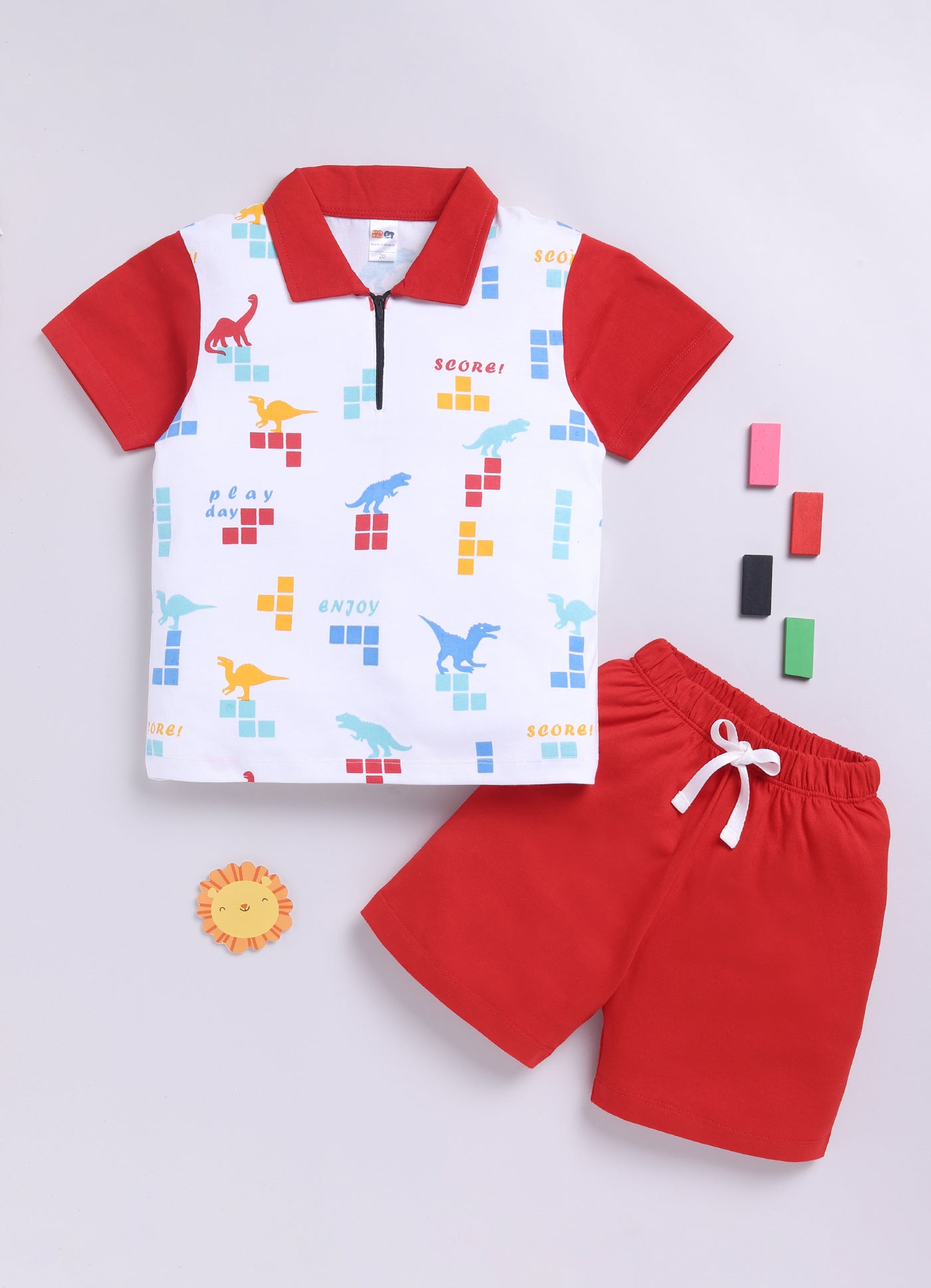 Baby Boys Casual T-shirt Shorts  (RED)