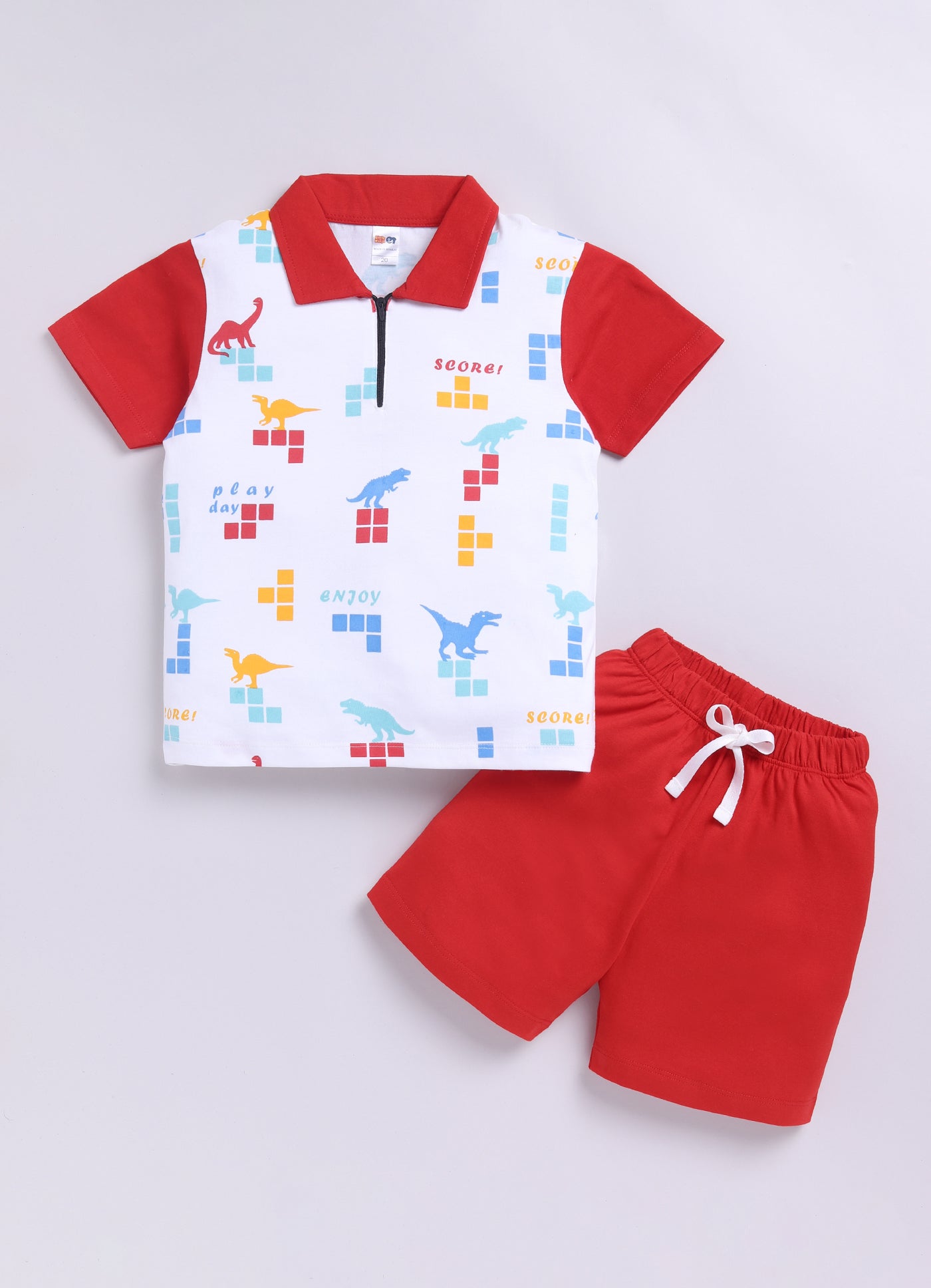 Baby Boys Casual T-shirt Shorts  (RED)