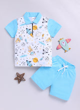 Baby Boys Casual T-shirt Shorts  (SKY)