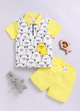 Baby Boys Casual T-shirt Shorts  (YELLOW)