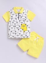 Baby Boys Casual T-shirt Shorts  (YELLOW)