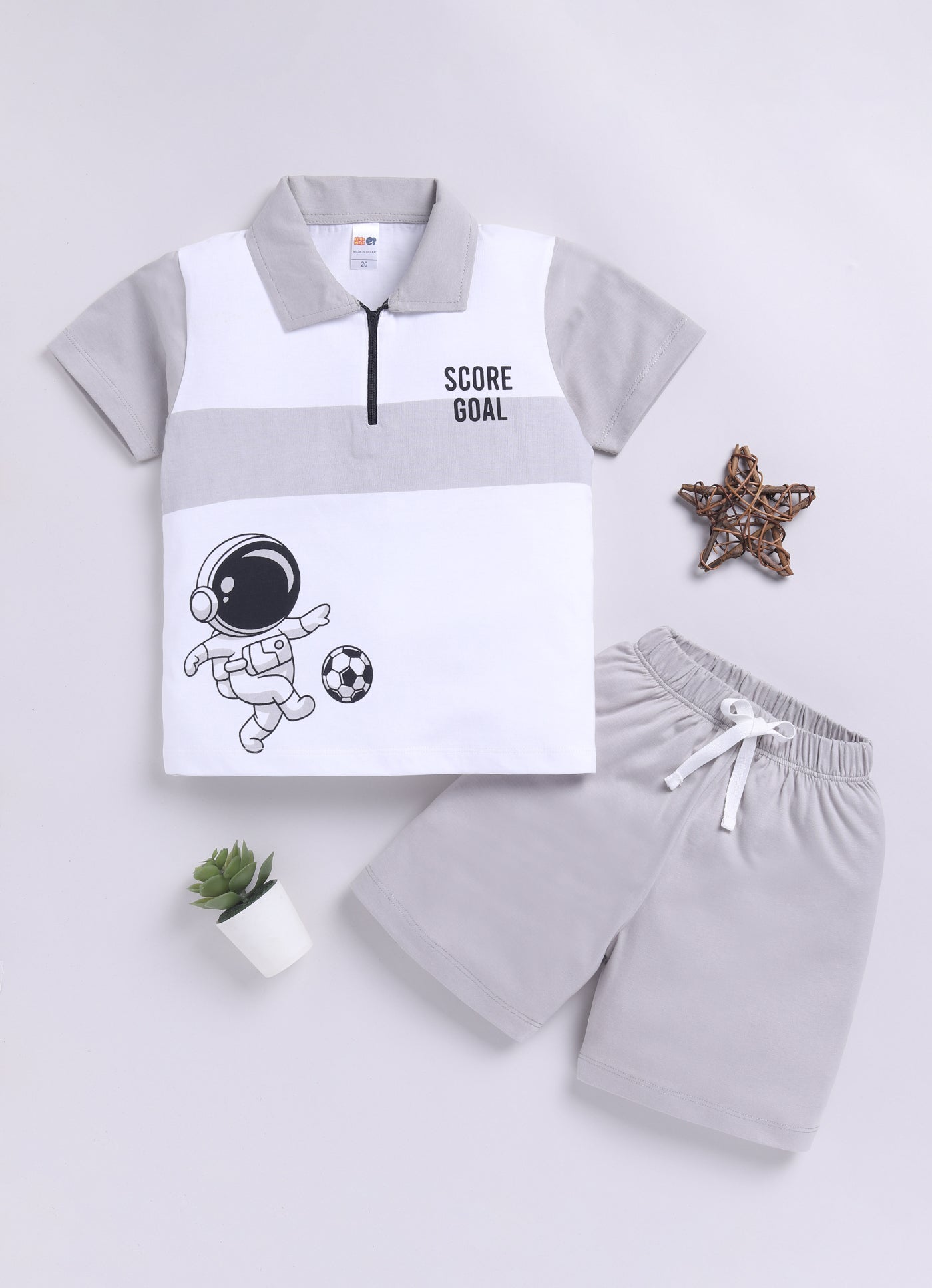 Baby Boys Casual T-shirt Shorts  (GREY)