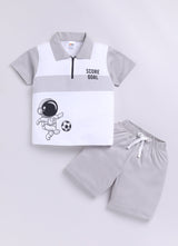 Baby Boys Casual T-shirt Shorts  (GREY)