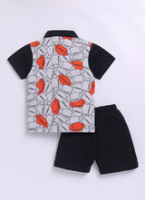 Baby Boys Casual T-shirt Shorts  (BLACK)