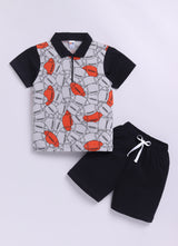Baby Boys Casual T-shirt Shorts  (BLACK)