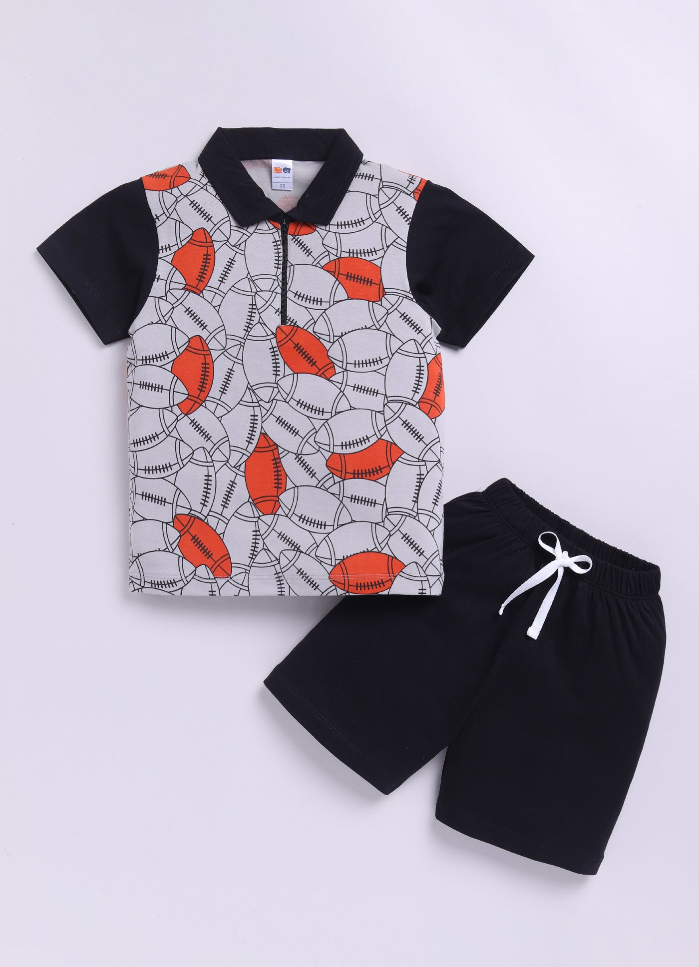 Baby Boys Casual T-shirt Shorts  (BLACK)