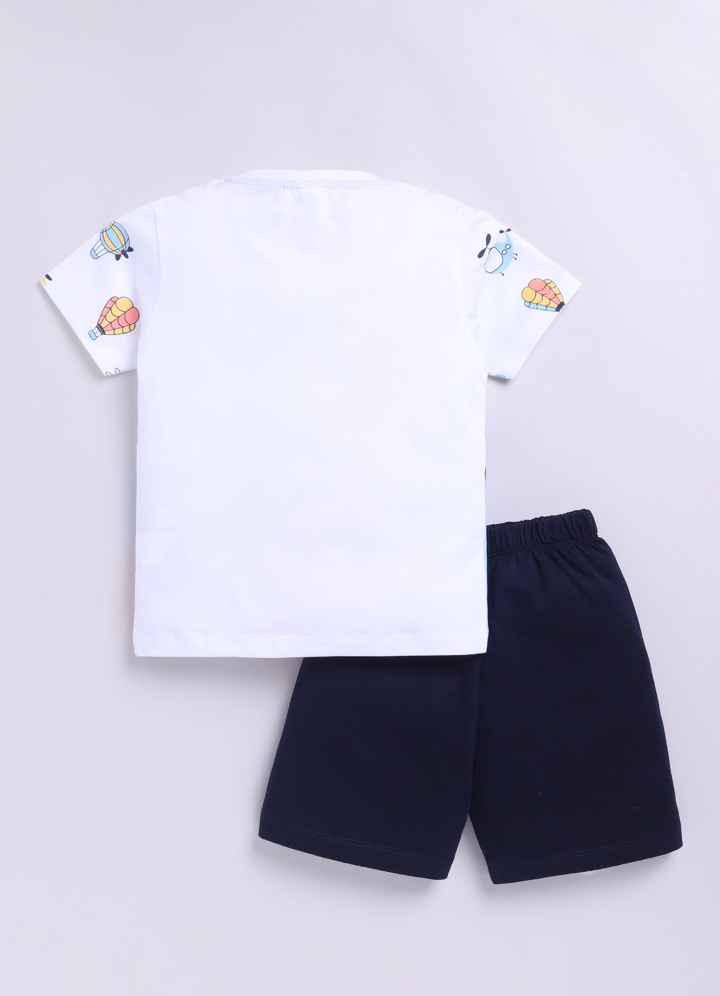 Baby Boys Casual T-shirt Shorts  (WHITE NAVY)