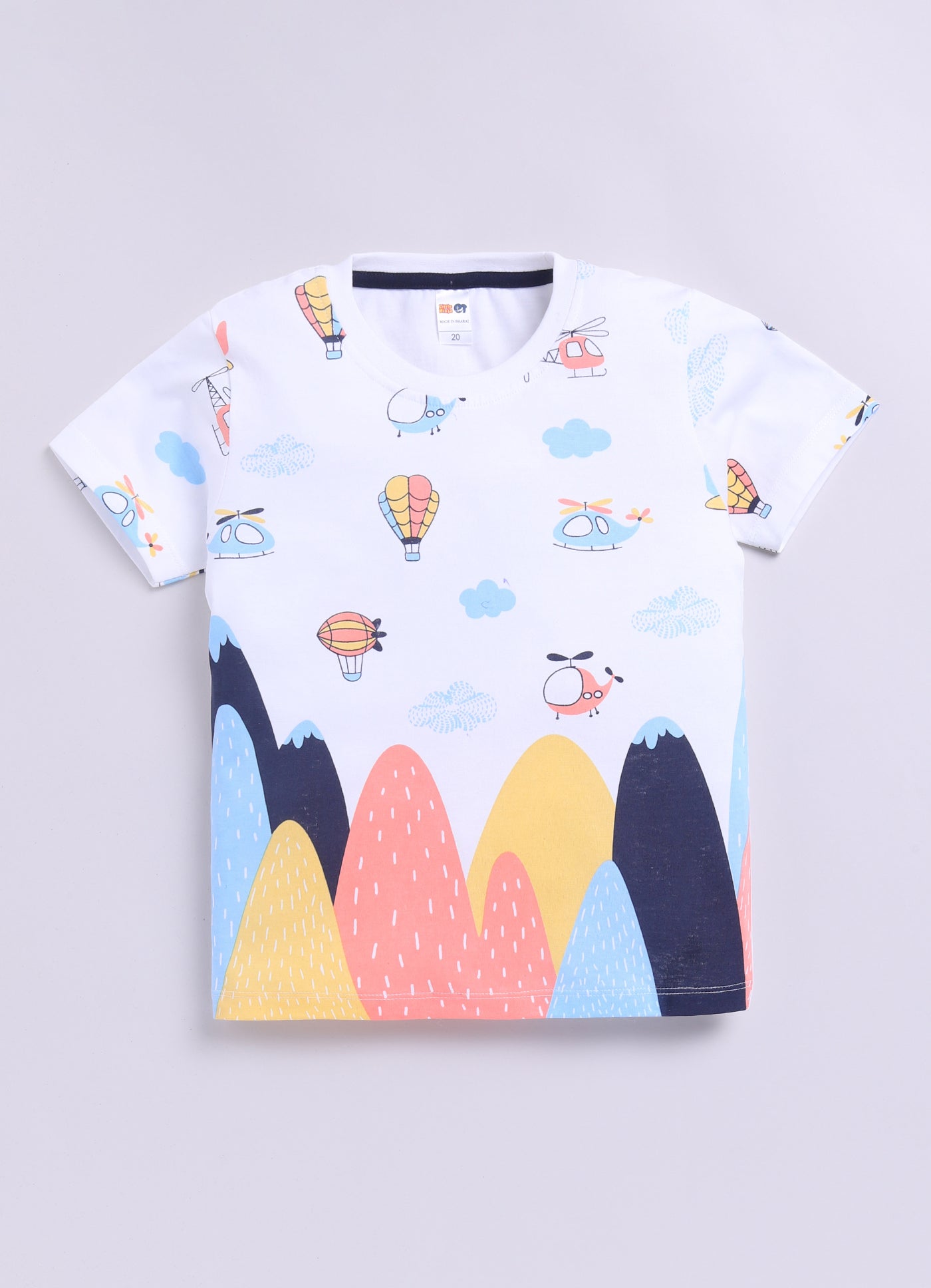 Baby Boys Casual T-shirt Shorts  (WHITE NAVY)