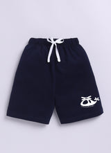 Baby Boys Casual T-shirt Shorts  (WHITE NAVY)