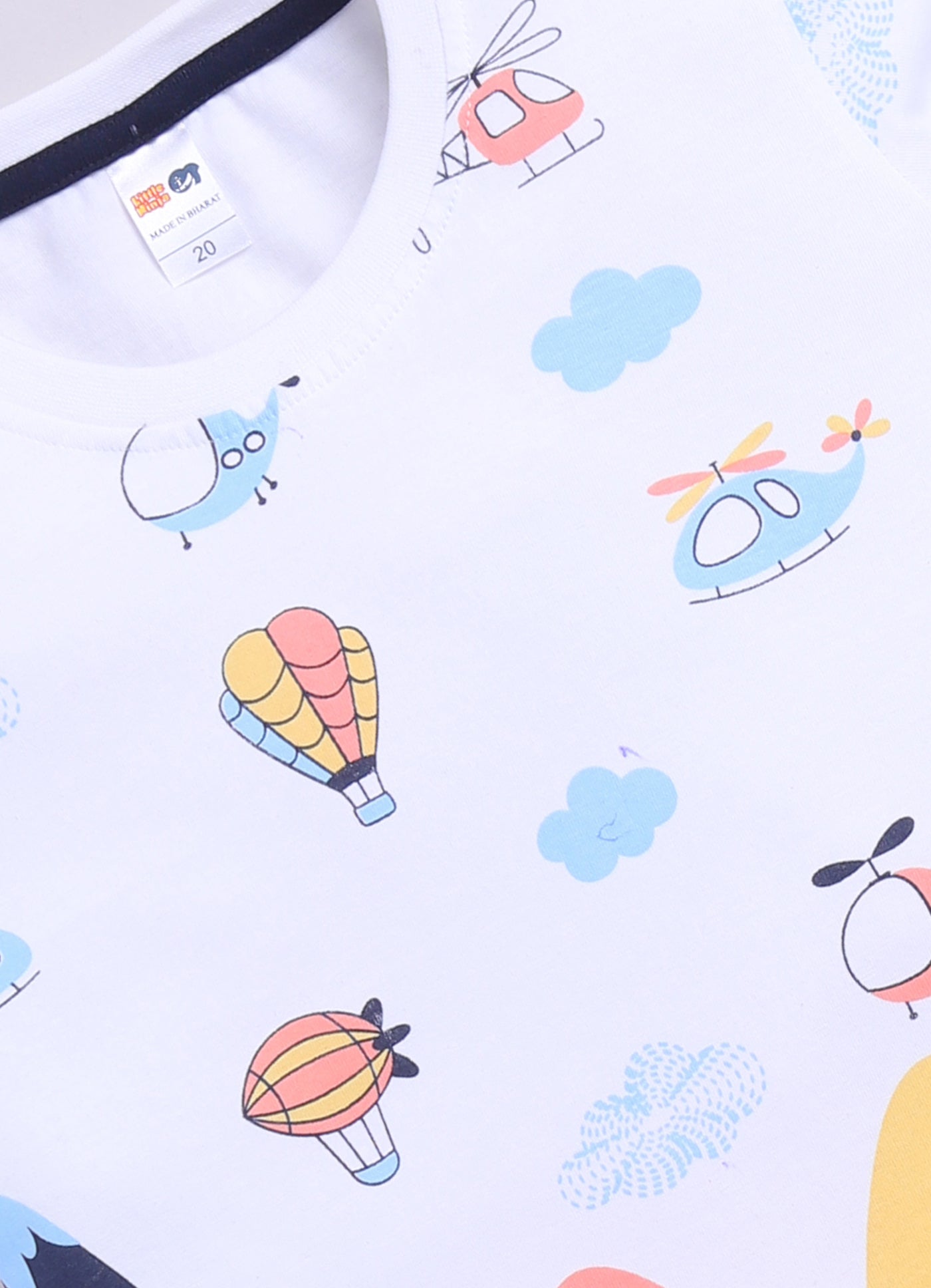 Baby Boys Casual T-shirt Shorts  (WHITE NAVY)