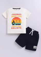 Baby Boys Casual T-shirt Shorts  (CREAM)
