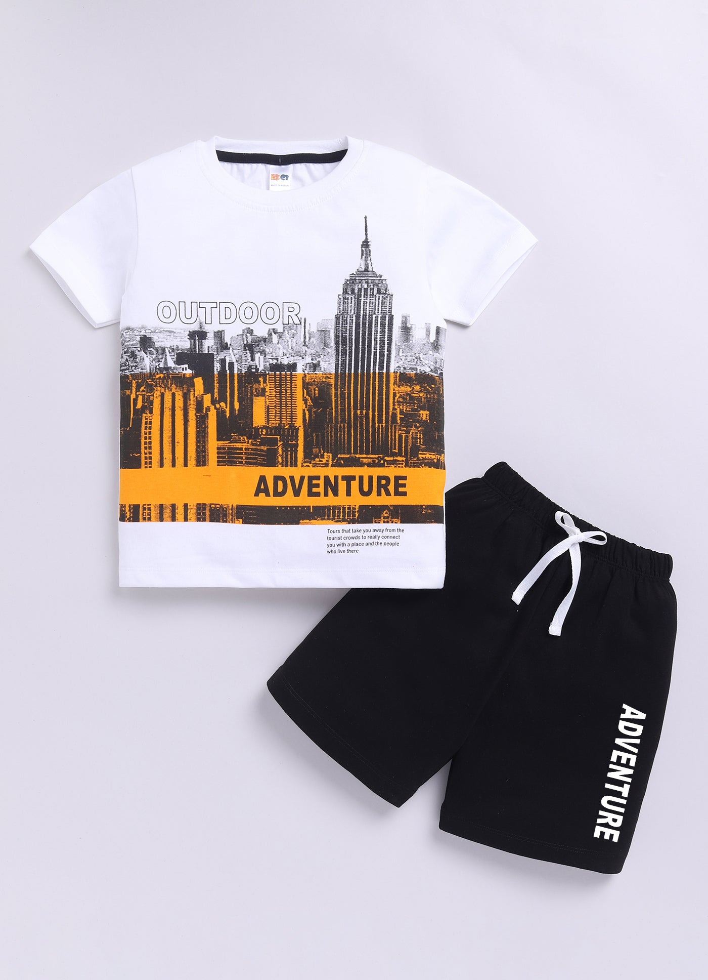 Baby Boys Casual T-shirt Shorts  (YELLOW WHITE)