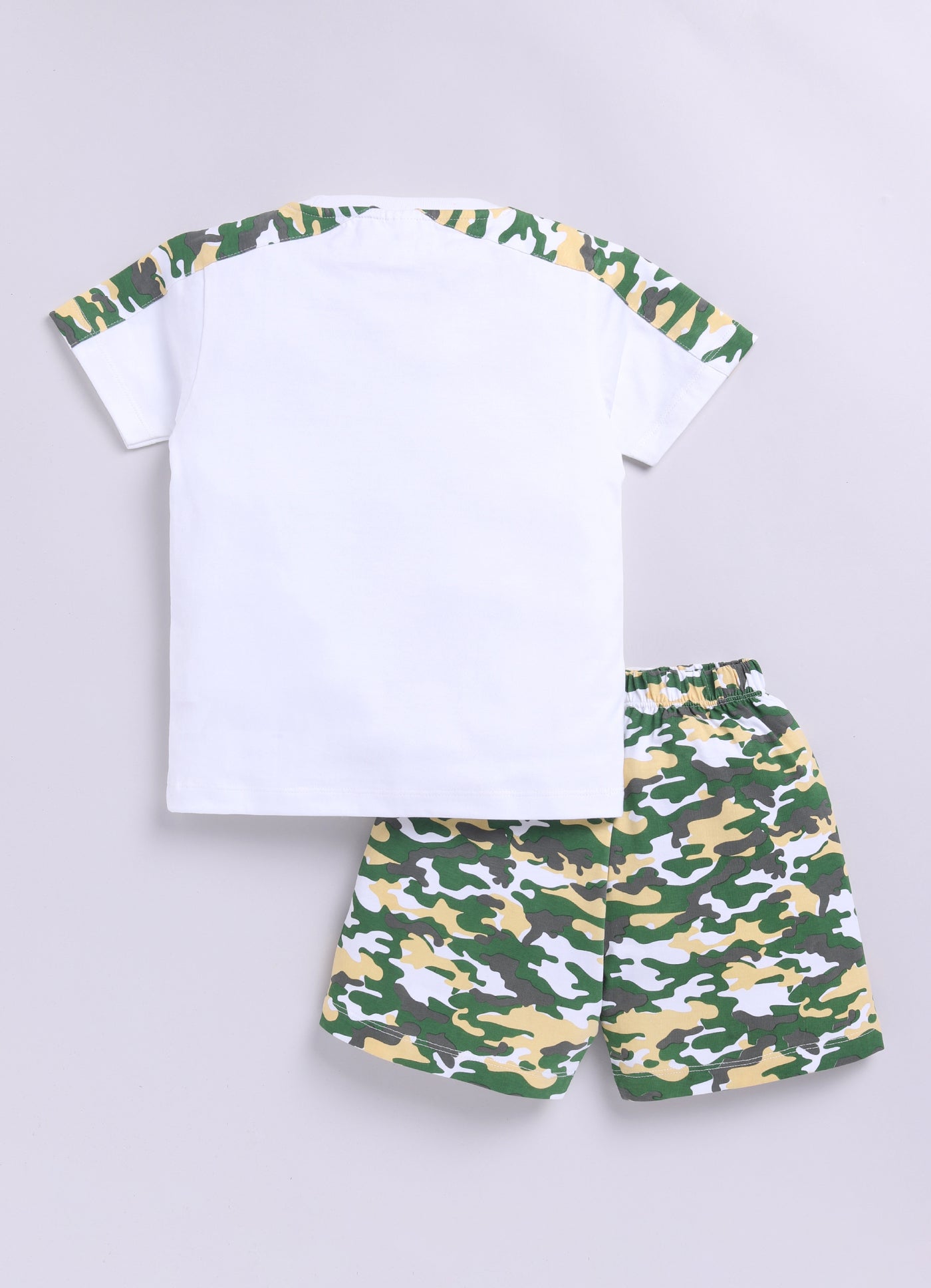 Baby Boys Casual T-shirt Shorts  (WHITE GREEN)