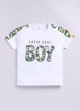 Baby Boys Casual T-shirt Shorts  (WHITE GREEN)