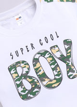 Baby Boys Casual T-shirt Shorts  (WHITE GREEN)