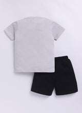 Baby Boys Casual T-shirt Shorts  (GREY BLACK)
