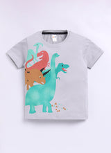 Baby Boys Casual T-shirt Shorts  (GREY BLACK)