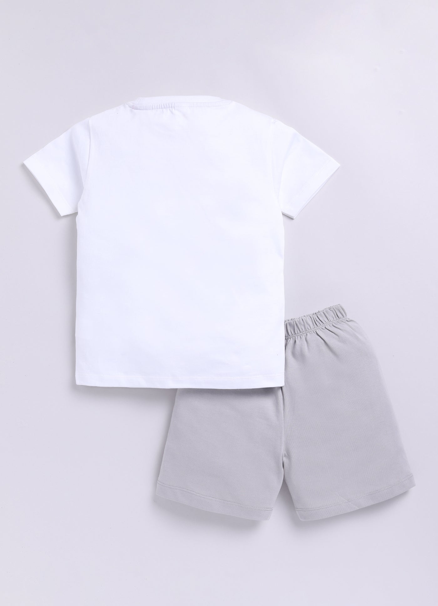 Baby Boys Casual T-shirt Shorts  (WHITE GREY)