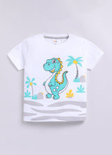 Baby Boys Casual T-shirt Shorts  (WHITE GREY)