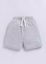 Baby Boys Casual T-shirt Shorts  (WHITE GREY)