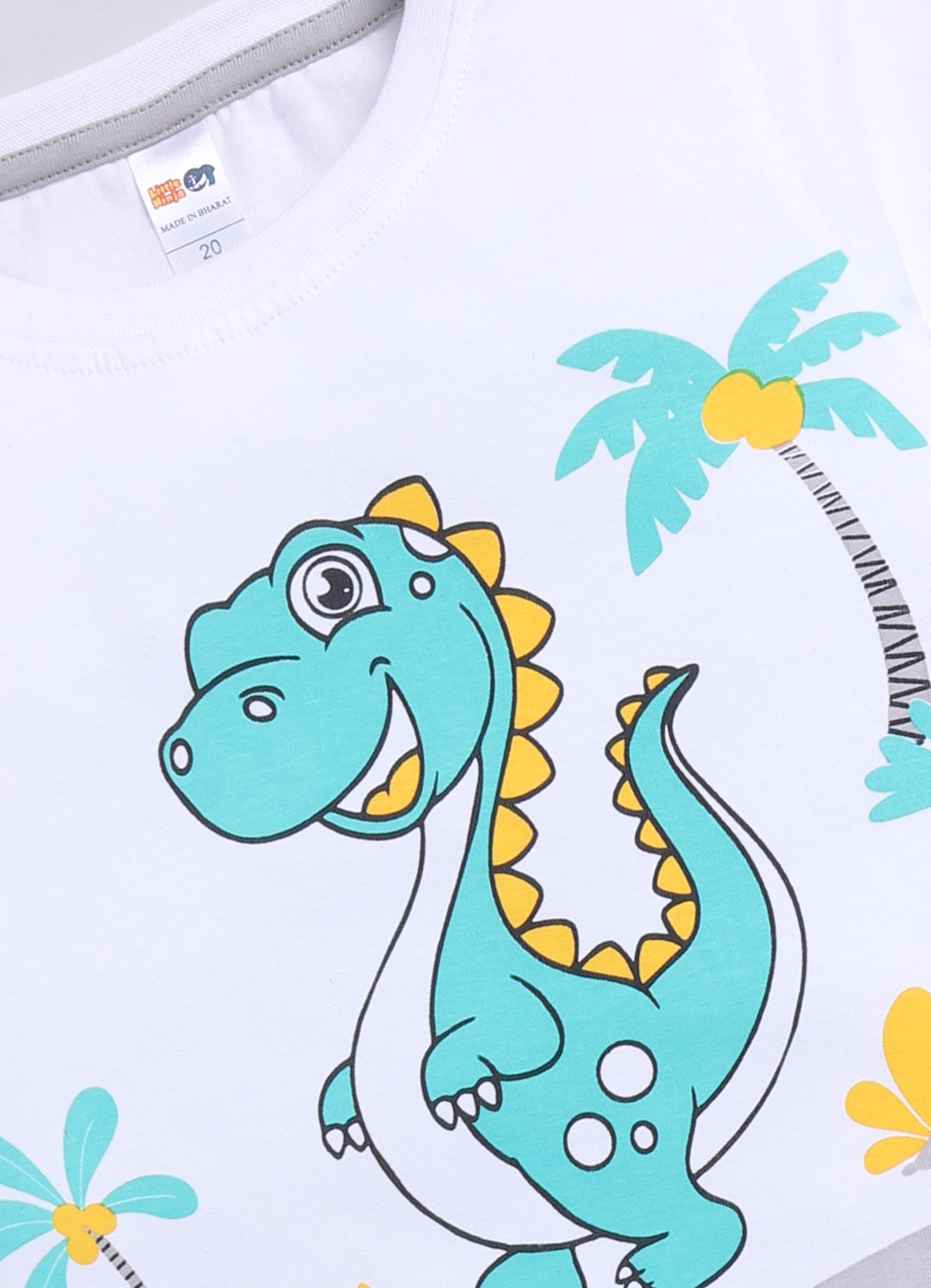 Baby Boys Casual T-shirt Shorts  (WHITE GREY)